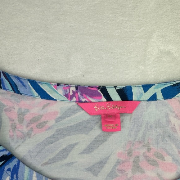 Lilly Pulitzer Womens Dress Medium Blue Mini Lula Mr. Peacock Blue Tweethearts - Picture 9 of 11